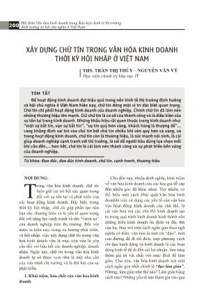 Xây dựng chữ tín trong văn hóa kinh doanh thời kỳ hội nhập ở Việt Nam