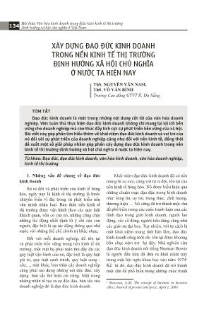 Xây dựng đạo đức kinh doanh trong nền kinh tế thị trường định hướng xã hội chủ nghĩa ở nước ta hiện nay